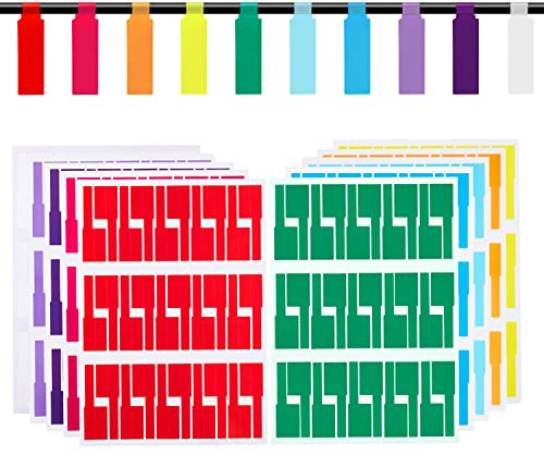 300 Pcs Cable Labels, JIQEZNL Premium 10 Colors Wire Labels Electrical, Waterproof Cord Label Electronics Tags for Cables Management, Self-Adhesive Cable Label Tags for Laser Printer and Handwriting