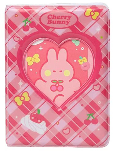 runrayay 3 Pouce Mini Photocard Album, Porte-Photo Creux Coeur Rouge, Classeur de Cartes Photo Kpop pour Appareil Photo Fujifilm Instax, 40 Poches