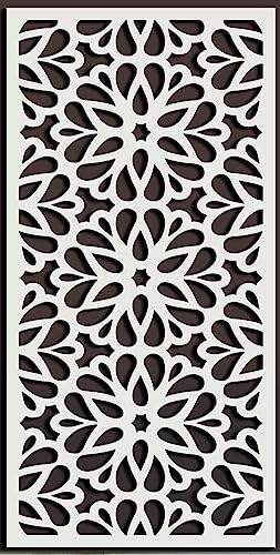 ANDALUCIART | Celosía Decorativa PVC 120 x 60 cm - 5 mm + Marco | Celosía Árabe | Separador Ambientes, Celosía Blanca, Cuadro Mandala Salón, Panel Cocina, Cabecero Cama, Biombo Comedor