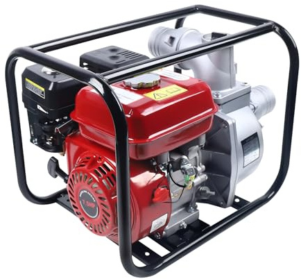LyeXD 7.5HP 3 Gas Water Semi-Trash Pump, 3000W High Pressure Sump Pump Garden Irrigation Water Transfer Pump, Red