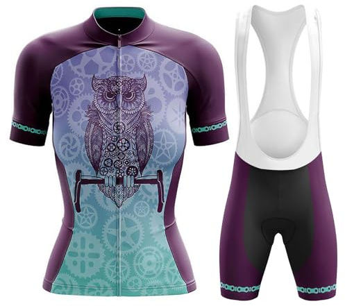 Maillot Ciclismo Mujer Ropa Bici MTB Verano Conjunto Ciclista Manga Corta | Camiseta Ciclo y Culotte Tirantes Carretera con 19D Gel Acolchado,Completa Traje Bicicleta Transpirable Secado Ráido