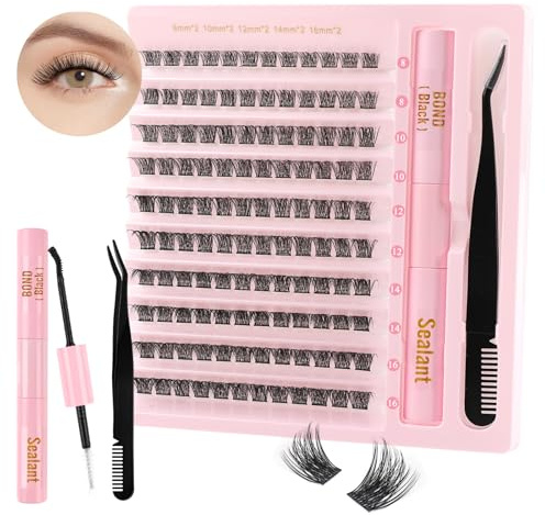 Poiuyoiu Einzelne Wimpern DIY-Wimpernverlängerungsset D Curl Gemischt