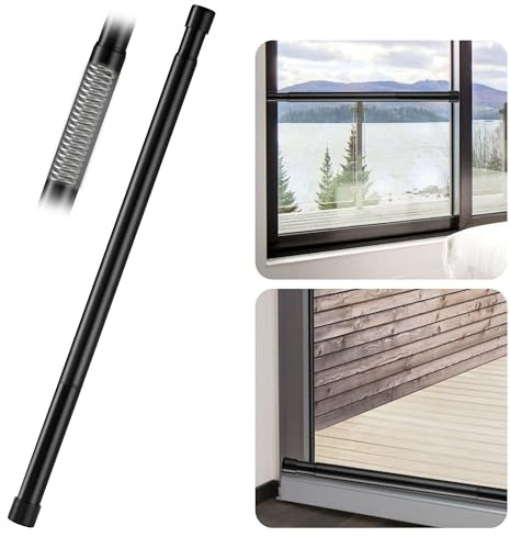 WIDYANA Sliding Door Security Bar, 17-46 Inches Adjustable Patio Door Security Bar, Matte Black Sliding Door Lock Bar with Rubber Tips, 1 Inch Diameter Window Security Bar for Home