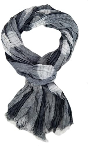 Ella Jonte leichter Herrenschal grau schwarz oder blau Viskose Schal für Herren (Grau Weiss)