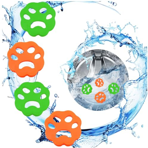 Noviatrix 4 Piezas Atrapa Pelos Lavadora, Elástico Bolas Atrapa Pelos para Lavadora Reutilizable Quita Pelos Mascota Apto para Secadoras y Lavadoras