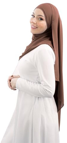 Hijab Crepe de lujo LamisHijab® Cream para mujer musulmana velada CL000, marrón, Talla única