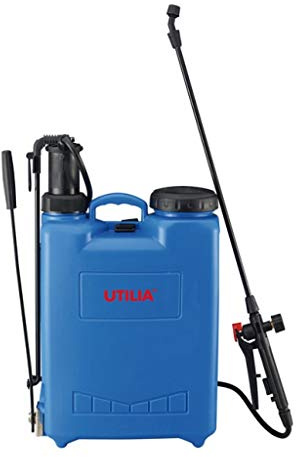 Pompa a Pressione 12 Litri UTILIA a Spalla – Irroratore Manuale Professionale con 4 Ugelli – Ideale per Giardino, Orto e Disinfestazione