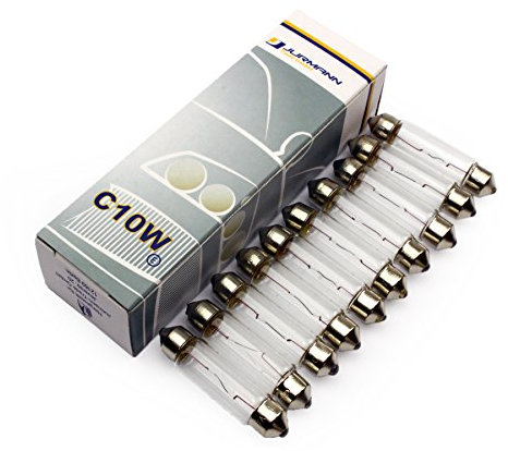* PRAKTISCHES SET * - 10 Stück - C10W - SV8.5-8 41mm S8.5 12Volt 10Watt KFZ Beleuchtung - LONGLIFE - Glühlampe, Glassockellampe, Glühbirne, Soffitte, Autolampen WERKSTATTWARE vom Jurmann Trade GmbH®