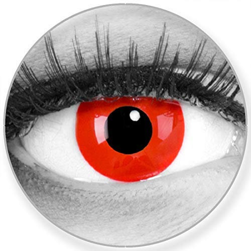 Colores Contacto lente Red Devil en rojo + 60 ml Cuidado de + comida – funnylens Marca de calidad, 1 par (2 unidades)