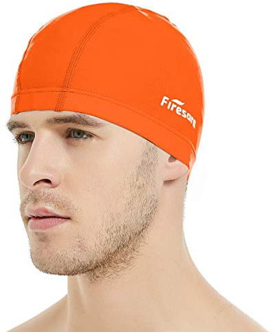 Lycra badmössa, Firesara badmössa anti-slitage badmössa bekväm halkfri för män kvinnor långt kort hår vuxna pojkar flickor – orange