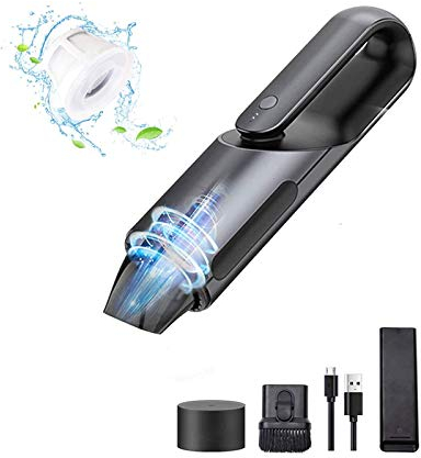 Ironwood Banana 4000Pa Cordless Car Vacuum Cleaner Mini Vacuum Cleaner Handheld Powered by Li-ion Battery Rechargeable, for Home and Car Cleaning (Black)