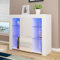 Panana Sideboard Cupboard Unit 4 Glass Shelves Cabinet RGB LED Lighted (White)