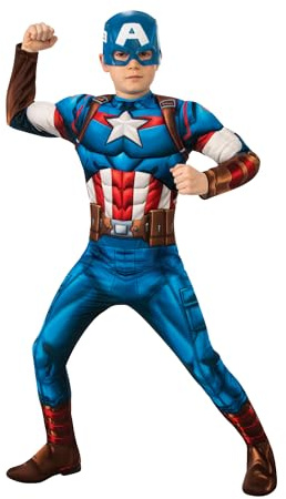Rubie's Officiell Marvel Avengers Captain America klassisk barndräkt, barn superhjälte maskeraddräkt medium, Klarblå, M 7-8 Years, 702563M