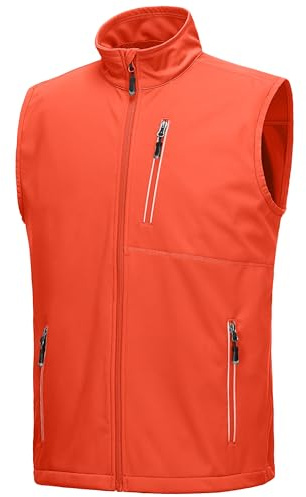 33,000ft Men's Windproof Lightweight Golf Vest Outerwear with Pockets, Softshell Sleeveless Jacket for Running Hiking Sports