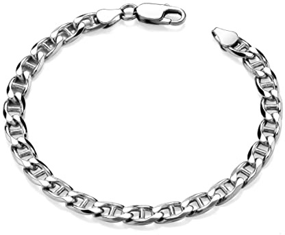 Old English Jewellers Sterling Silver Men's ANCHOR Curb Bracelet - 8.75 inch