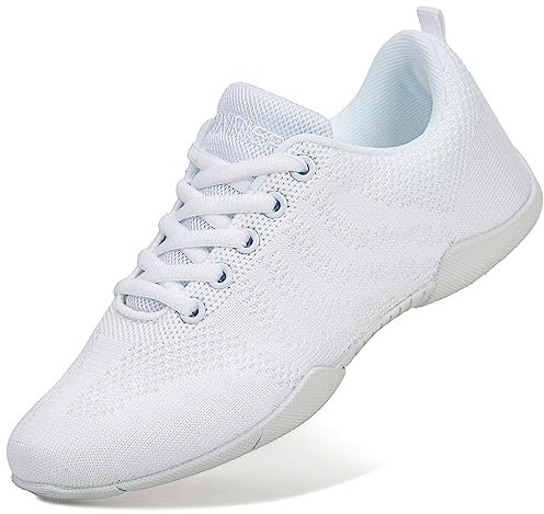 FUQIAO Girls White Cheer Shoes Lightweight Dance Sneakers 12 Little Kid
