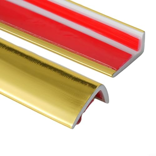 PVC-Quadrantenleiste, selbstklebende Zierleiste, Wand-Eckleiste für Schrank, Arbeitsplatte, Decke, Boden, Fußleiste, Zierleiste, Dichtungsstreifen (Gold)