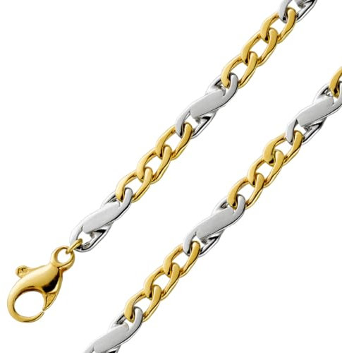 Ch.Abramowicz Panzerarmband 4,0mm Gelbgold Weißgold 375 9 K massiv poliert Bicolor 19