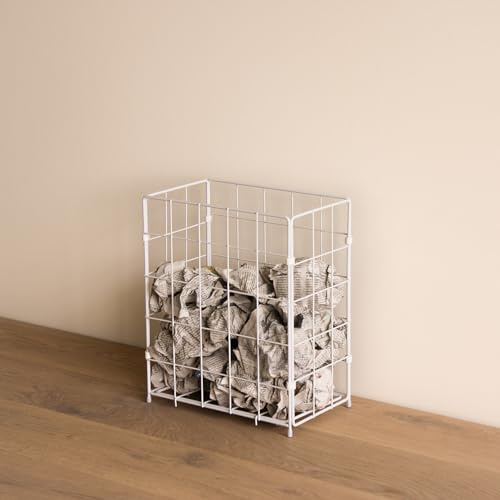 MyWire® Drahtkorb – klappbarer Metall‑Abfalleimer/Papierkorb im Industrial‑Design (20 L, 18 x 30 x 36 cm), rostfrei, stabil & platzsparend (Lech 1 - Verkehrsweiss)