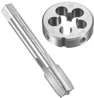 Unifizz Set di maschi e matrici metriche M14 x 1 mm, filettatura a macchina con filiera rotonda, kit per riparazione di dadi e bulloni