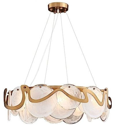 LUOYAOB Modernes Wohnzimmer Kristall Kronleuchter Moderner runder Trommelkronleuchter Glasschirm Pendelleuchte Verstellbare Hängelampen für Esszimmer Wohnzimmer Schlafzimmer Foyer(White)