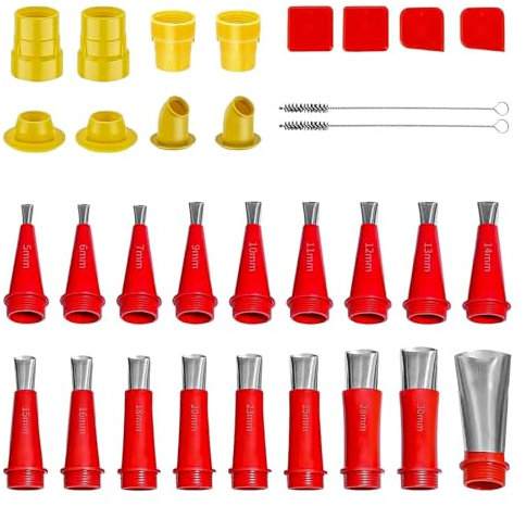 YIUWOD Juego de 32 Piezas Boquilla de Calafateo - Boquillas de Acero Inoxidable - Boquillas de Pistola de Silicona - Adecuado Para Sellar Huecos en BañOs,Cocinas,Tanques de Agua,Pisos,Fregaderos,etc