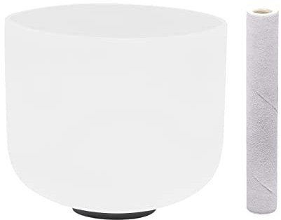 Kristall-Klangschale, 432-440Hz Quarzkristall Klangschalen, 20.3 * 15.3cm Kristallklangschalen Set mit O-Ring und Schlägel, Crystal Singing Bowl für Klangheilung