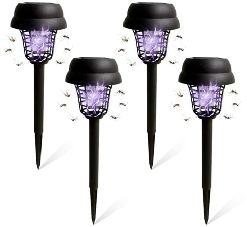 Lampada solare antizanzare a 360° UV per esterni, non tossica, lampada antizanzare con due modalità, 4 lampadine a energia solare, contro le tarme, mosche per il giardino della casa