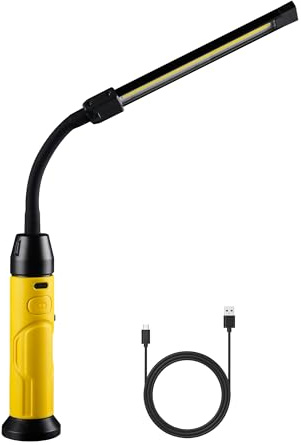 Napatyre Lampada da lavoro a LED da officina, 1000 lm, con magneti, collo di cigno flessibile a 360°, lampada da ispezione per auto, riparazione officina, campeggio, emergenza