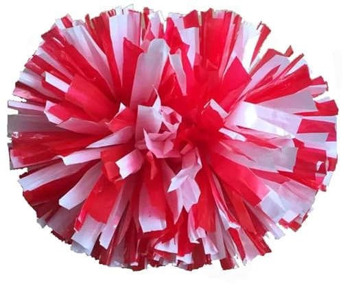 4 Stück 32 cm Cheerleading-Pompons, Cheers-Pompons mit Griff, lichtecht Für Ballspiele(Red white)