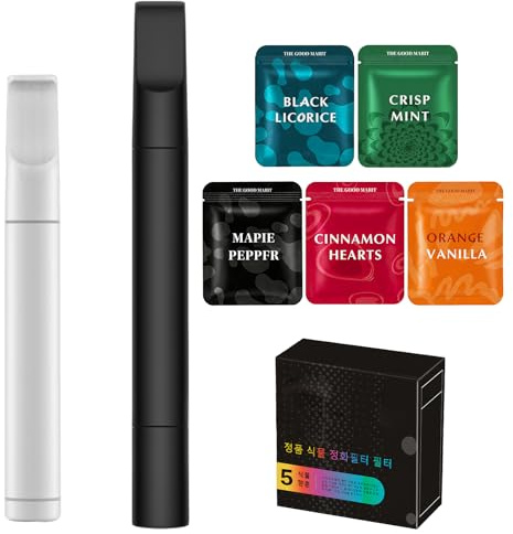 DRADERCH Rauchentwöhnung Hilfsmittel, Geschmacksfilter Set, 2 Kunststoff Atemsticks mit 15 Geschmack Filter in (5 Sorten), Rauchen Aufhören mit Echtem Widerstand, Rauchfrei, für Damen & Herren