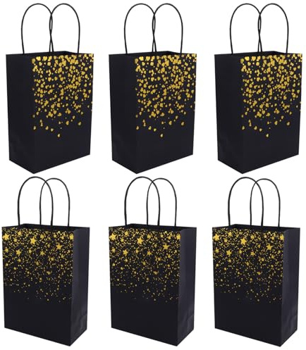Baluue 12 Stück Bronzefarbene Papiertüten mit Henkel Tragbare Geschenkbeutel aus Papier für Partys Geburtstage und Hochzeiten