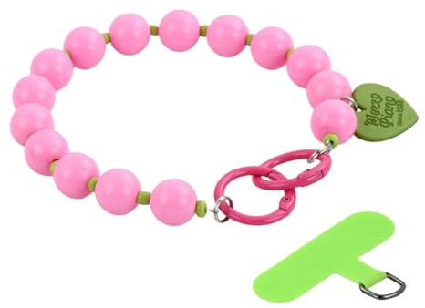 FooYee Mobile Phone Strap, Plastic Beaded Phone Wrist Strap, Anti-Lost Wrist Lanyard Chain with Patches, Wristlet Bracelet Lanyard for Most Smartphones, Wallet Handbag, Keychain
