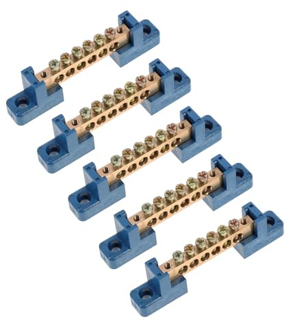 Abaodam 5 Stück Mehrfach Anschlussklemme Verteiler Klemmenblock aus Messing für Verteilerkasten mit Rostfreier Galvanisierter Sammelschiene für Stromverteilung im Verteilerkasten