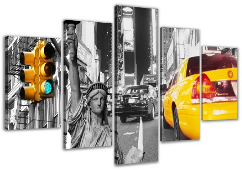 Visario Leinwandbild New York Taxi — urbanes XXL Wandbild auf Leinwand fertig gerahmt — 160x80 cm 5529