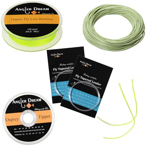 Green WF Fly Fishing Line Kit 7 WT Fly Fishing Line Leader Braided Backing Fish Line