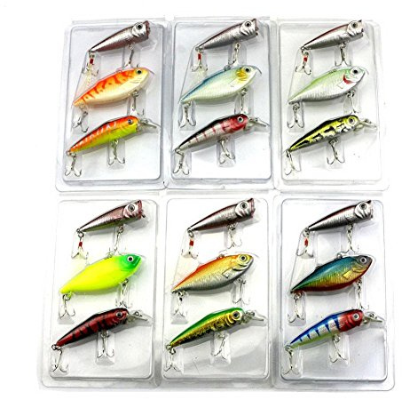KOBONA 3pcs Lot Angelköder Mixed Set Minnow Crankbaits Topwater Popper Haken