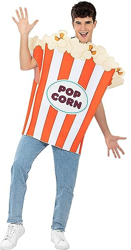 Funidelia | Disfraz de bolsa de palomitas para hombre y mujer Comida, Popcorn - Disfraz para adultos y divertidos accesorios para Fiestas, Carnaval y Halloween - Talla única - Blanco