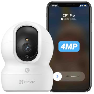 EZVIZ 4MP Indoor Camera No Monthly Fee, 512GB Supports, Spotlight Colour Night Vision, Dual Band Wifi, One-touch-calling Button, Two-way Audio, Sound/Human Detection, Works with Alexa (CP1 Pro 2K+)