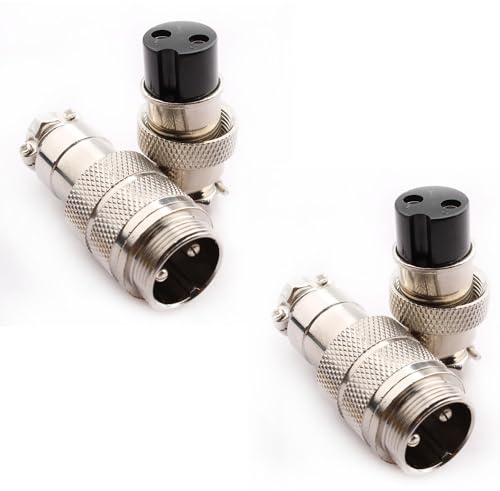 VISSQH 2 Paia GX20 2 Pin Connettore Aviazione,20mm Connettore Aviazione Maschio Femmina,Presa aeronauticaConnettore Aviazione Pannello Metallo(Docking)