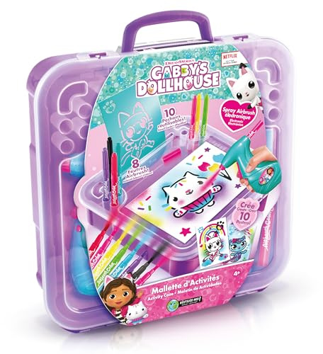 Canal Toys Gabby dockhus - aktivitetsväska med elektronisk spray, mallar och markörer, lila (GAB024)