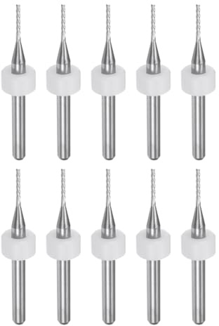 sourcing map 10 Stück Schaftfräser-Bits, 1 mm, Vollhartmetall, CNC-Fräser-Bits, Gravierschneider, Werkzeuge für Leiterplatten, Fräsmaschinen, Holzschnitzerei, 0,3 cm gerader Schaft