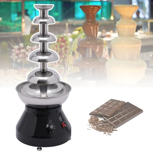 Macchina per fontana di cioccolato per grandi feste, acciaio inossidabile 304, regolabile da 0 a 110 ℃, montaggio rapido, conservazione automatica intelligente del calore, 5 livelli,Black