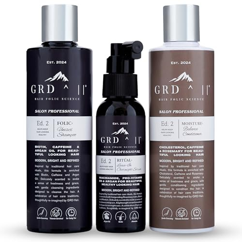Thinning & Fine Hair – Thickening & Strengthening 1.5% Biotin & Caffeine Shampoo and Conditioner Set with Overnight Scalp Serum – Argan Oil & Rosemary – 600ml – GRD