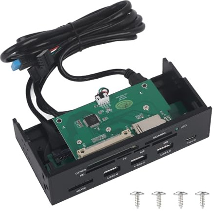 Beufee Lecteur De Carte Interne 5,25 Pouces, Tableau De Bord Multifonction, Port USB 3.0, Lecteur De Carte Multimédia 64 Go pour Tableau De Bord PC