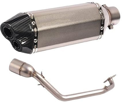 ENLIGMA Motorräder Auspuffanlage Universeller 51-mm-Motorrad-Auspuff-Schalldämpfer Slip-on-Vollsystem Doppelloch Für PCX 125 150 160 2021–2022(E)
