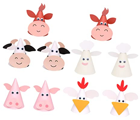 PHENOFICE 10stücke Partyhüte Aus Papier Mit Cartoon Tieren Bunte Geburtstagsmützen Für Kindergeburtstage Shower Und Kostümpartys