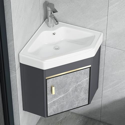 Hltdzer Keramik-Eck-Waschtisch Eck-Badezimmer-Waschtisch Waschtisch mit integriertem Eck-Waschtisch Weißes Mini-Keramik-Waschtisch mit Überlauf Eck-Keramik-Waschtisch Wand-Waschtisch(19in/48cm)