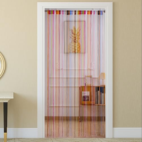ElevaPulse Rideau de porte à fils moustiquaire – 100 x 200 cm – Couleur macaron – Protection anti-mouches pour porte de balcon et fenêtre