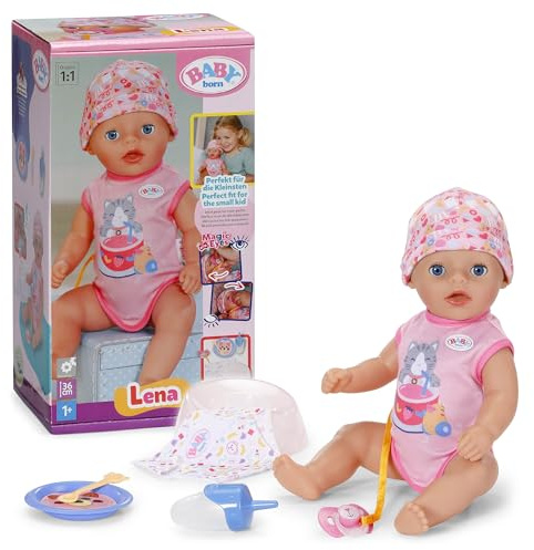 BABY Born Lena 36 cm Babypuppe im pinken Strampler mit 7 Funktionen
